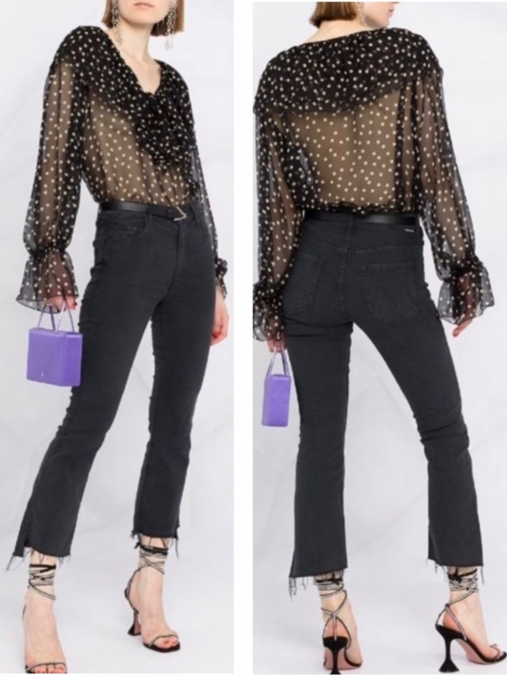 Mother Womenâs The Insider Crop Step Fray High Rise Jeans Black Size 27 New